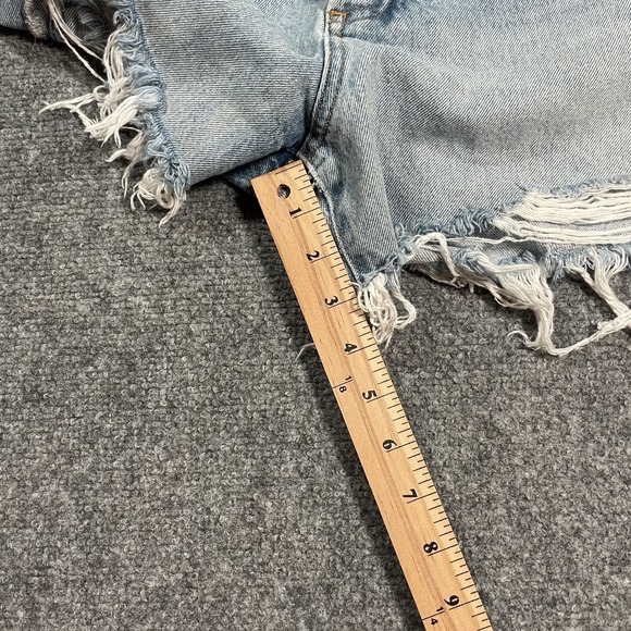 AGOLDE Dee Denim Shorts Womens 24 Thrashed Button Fly High Rise Jean Distressed - Picture 6 of 10